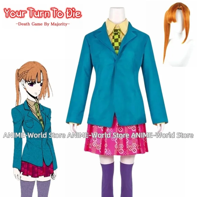 

《Нестандартный размер》Your Turn To Die Sara Chidouin Хэллоуин Косплей Костюм Парик Женщина