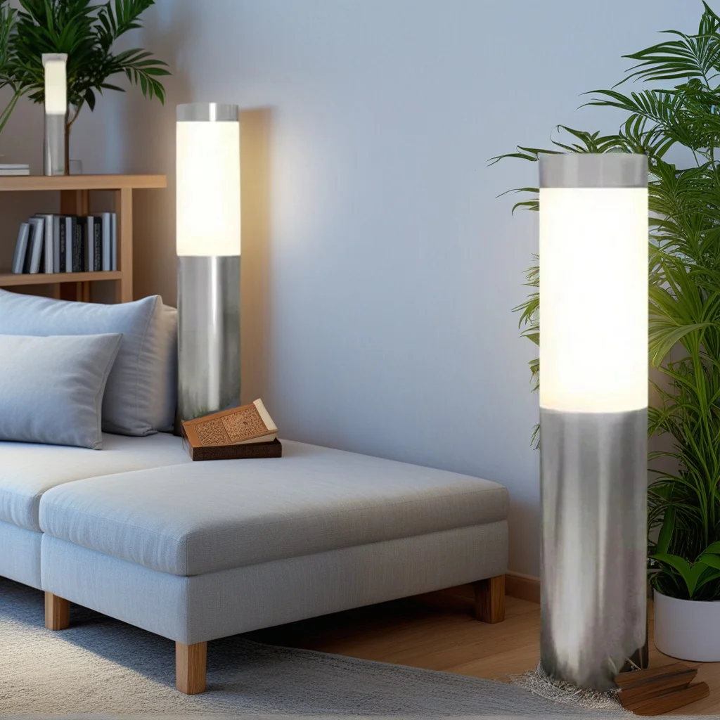 

​ ​ Наружные цилиндрические фонари на солнечной энергии — прочные светодиодные стойки из нержавеющей стали для освещения дорожек ​ ​