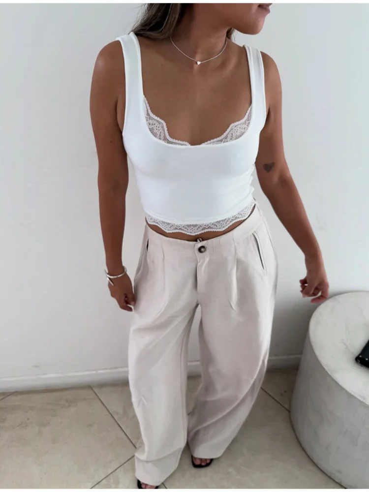 

Женский сексуальный кружевной ремень в стиле пэчворк, короткий топ, однотонный, без рукавов, с завязкой на талии, укороченные тонкие топы 2026, новая модная верхняя одежда для вечеринок