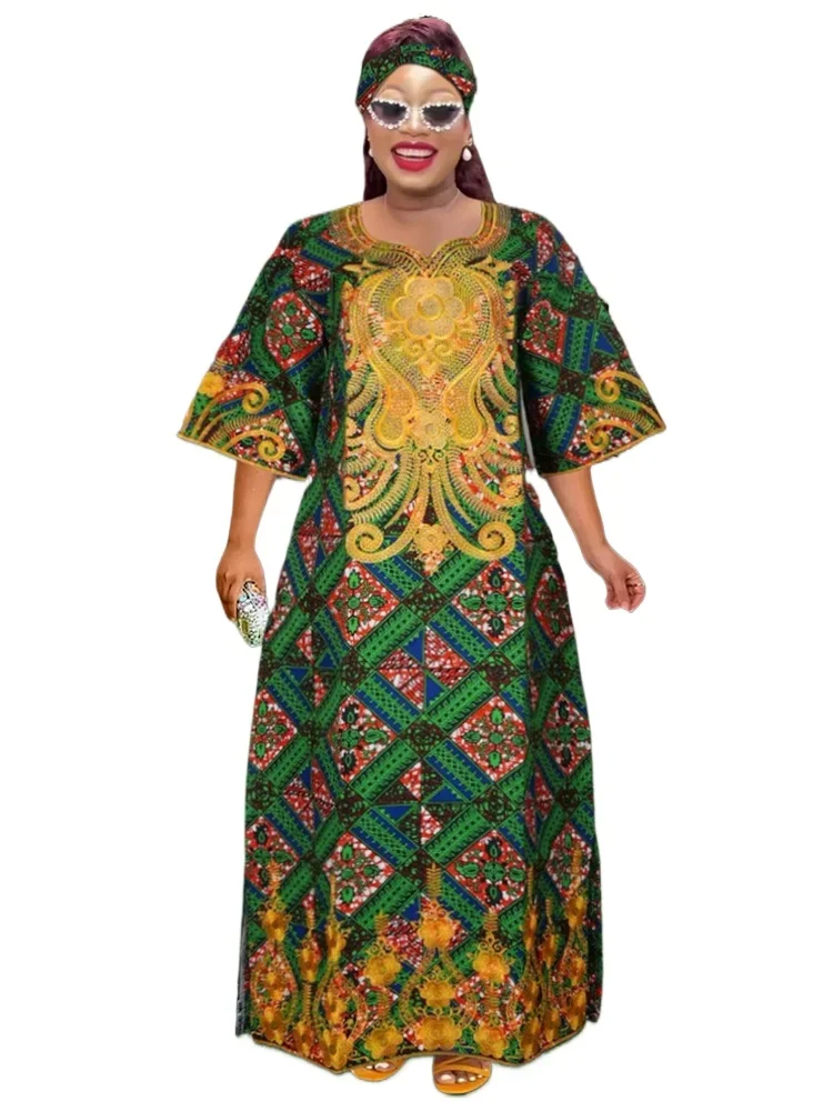 African Women Traditional Outfit Dashiki Wax Dresses Plus Size Embroidery Maxi Robe Party Evening Gown Turkey Africa Clothing