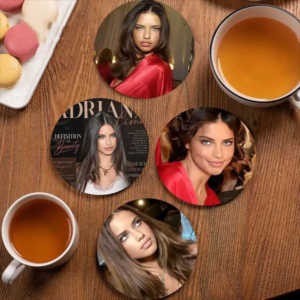 A-Adriana Lima Fashion Mode pattern art painted wooden anti-slip coasters, suitable for decoration of living room kitchenware