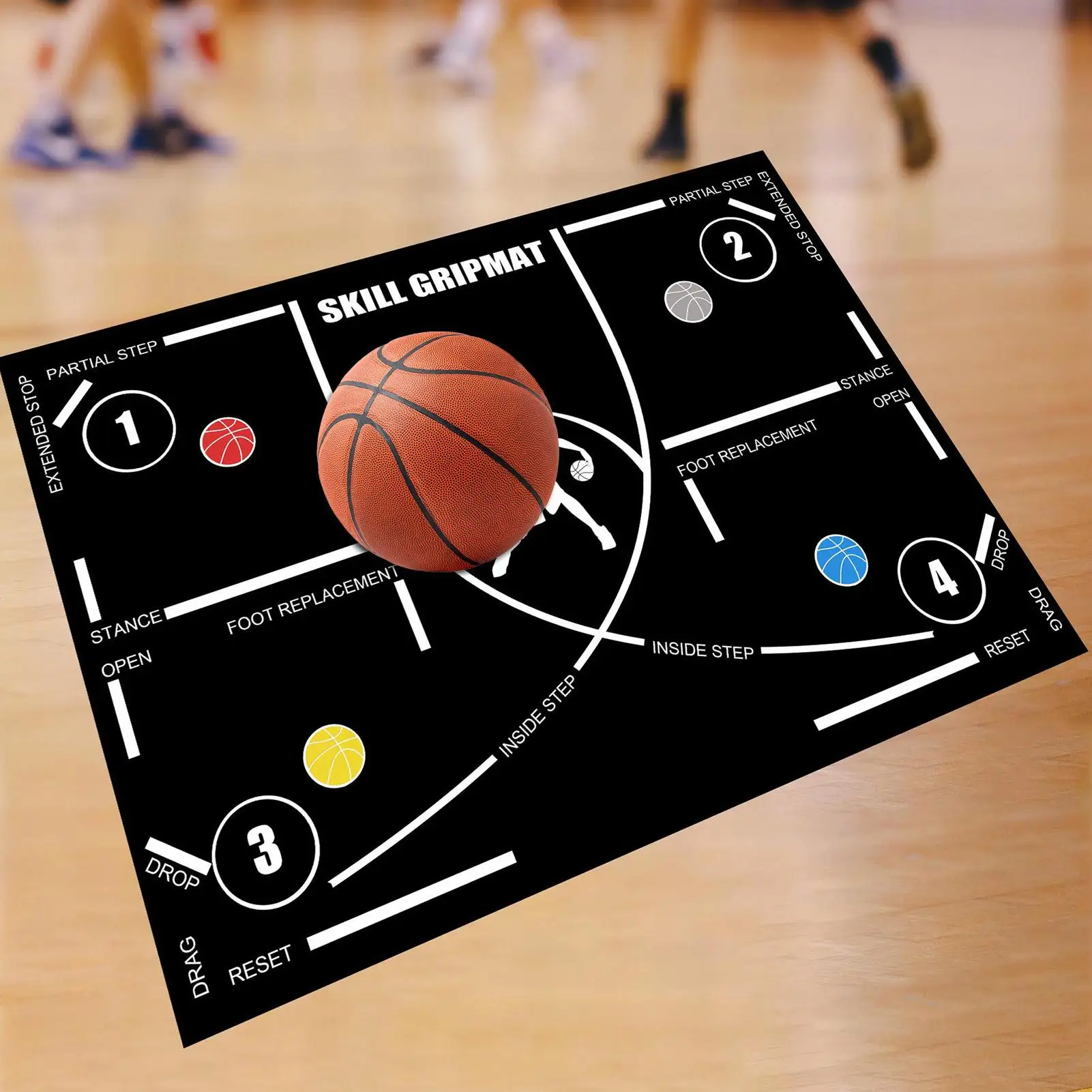 농구 발걸음 훈련 매트 농구 드리블 트레이너 휴대용 미끄럼 방지 농구 훈련 보조기구 무소음 장비