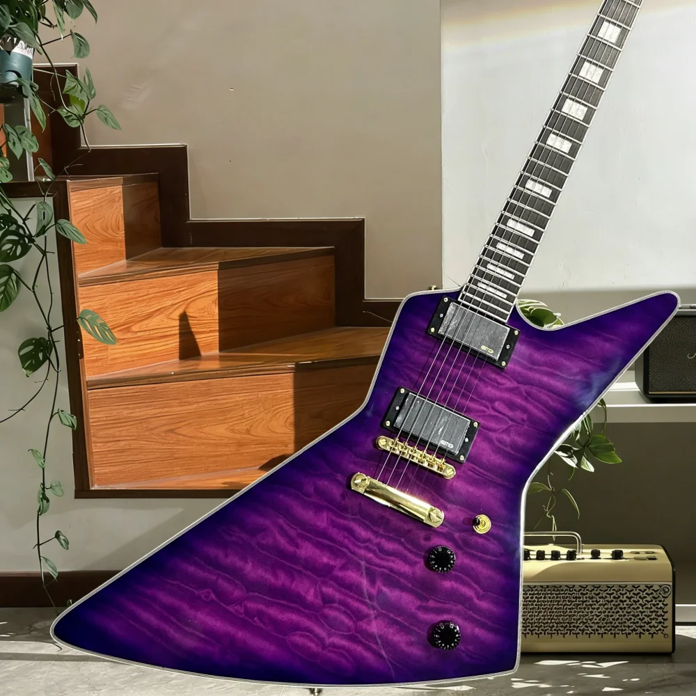 

Электрогитара PURPLE E с грифом из палисандра, корпусом из красного дерева, двумя звукоснимателями HH, 22 ладами, фиксированным бриджем, для рок-музыки, бесплатная доставка
