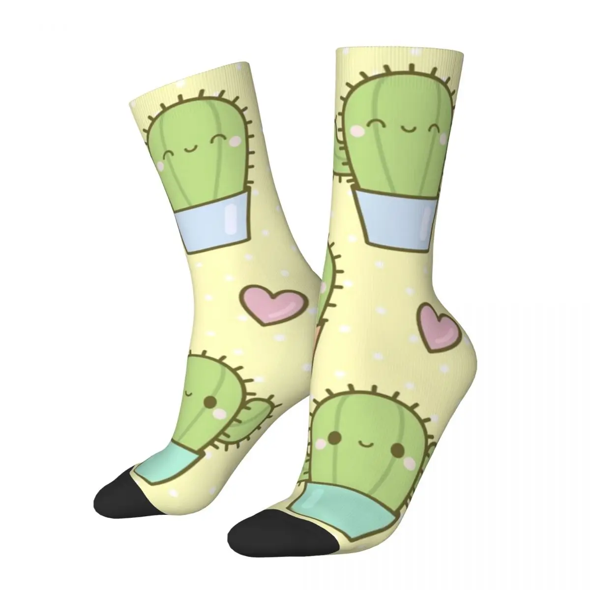 Funny Happy Men's Compression Socks Cute Kawaii Cactus Vintage Harajuku Cactus Hip Hop Novelty Pattern Crew Crazy Sock