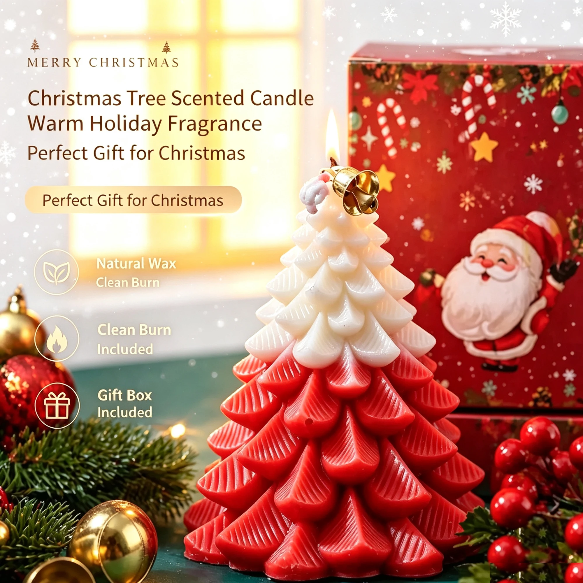 Christmas Tree Shaped Gingerbread Man Scented Candle - Aromatherapy Holiday Home Table Decor Creative Gift for Festive Season