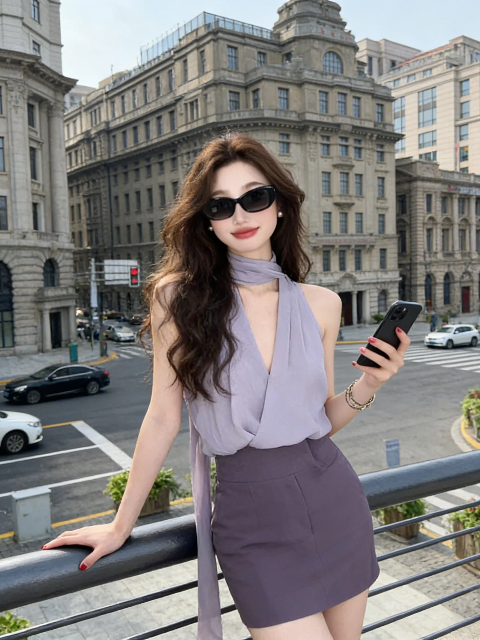 

Slimming High Waist Halter Neck Sleeveless V-Neck Women's Summer New Pure Desire Sexy Two-Piece Set Midi Skirt And Top