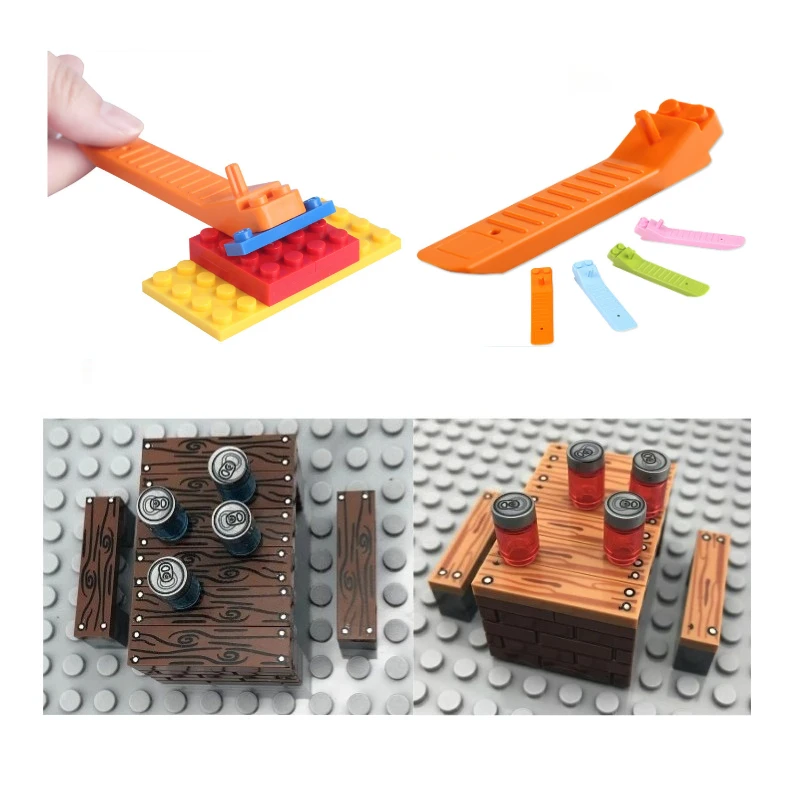 Small Particle Building Blocks with Wood-grain Patterned Flat Panels Perfect for DIY Puzzle Toys and Educational Activities