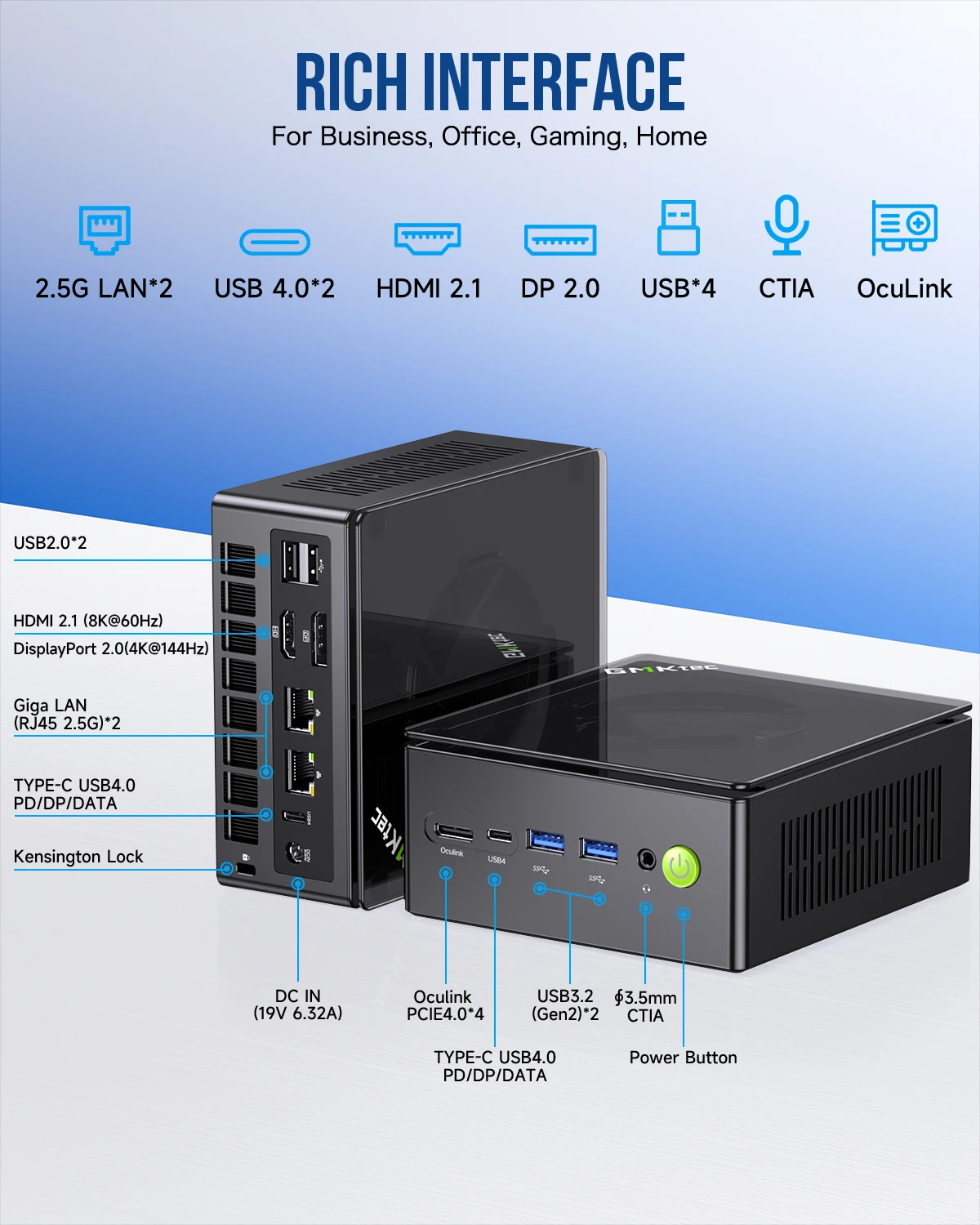 GMKtec K8 Plus AMD R7 8845HS Gaming Mini PC 8 núcleos 16 threads 32GB DDR5 1TB SSD Computador PC Mini Computador PC Gaming Desktop PC