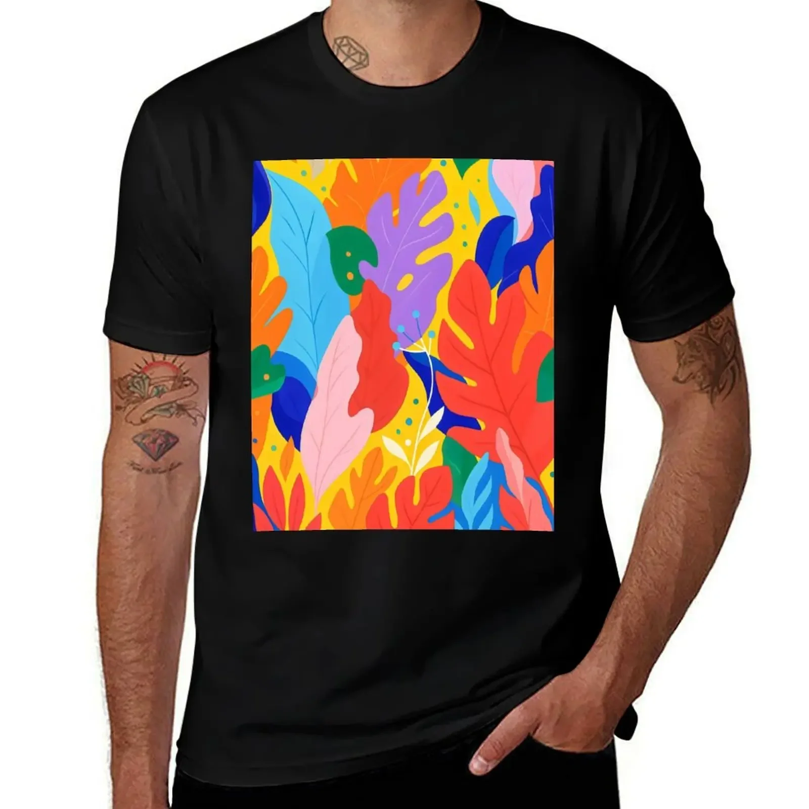 

Floral modern boho watercolor abstract pattern. Spring and summer flowers with leaves. Botanical plant. Nature. T-Shirt