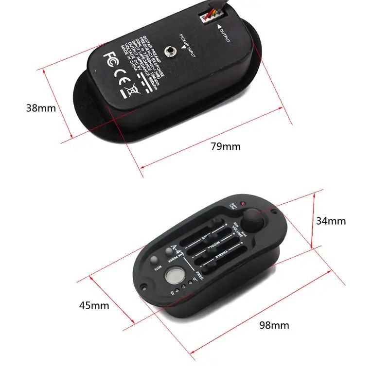 Guitar EQ Pickup Folk Guitar Preamp Kit Acoustic Transducer with Presence Mid Treble Bass Control for Rehearsal Use view 3
