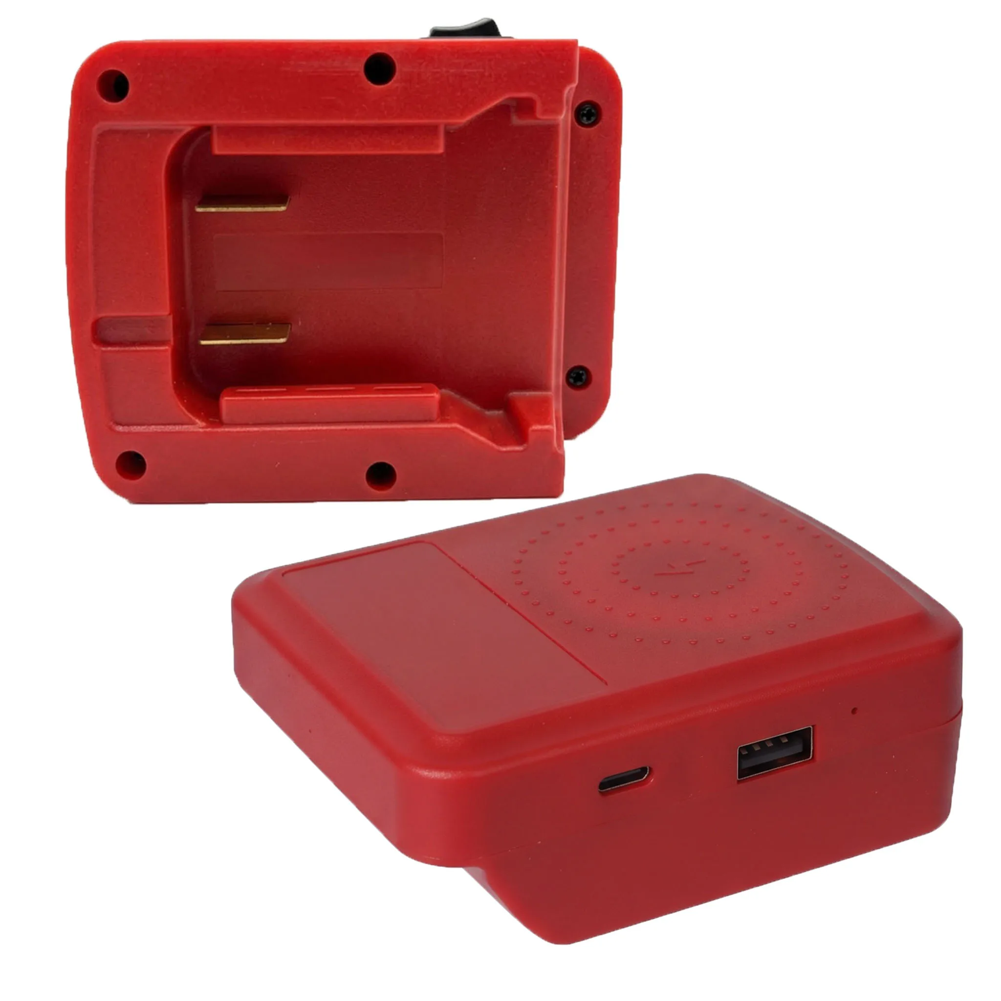 18V Battery Adapter With 15W Wireless Charger & USB-C/A Ports For 48-11-1828 48-11-1815 48-11-1840 48-11-1850, Red