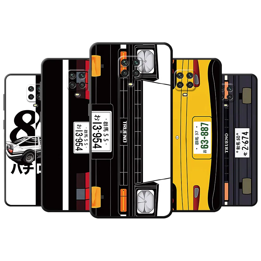 Initial D AE86 Cars Case for Xiaomi Mi 11 Lite 11T CC9 Pro Note 10 13 12T 12 Lite 10T Pro 13 Pro Black Soft Cover