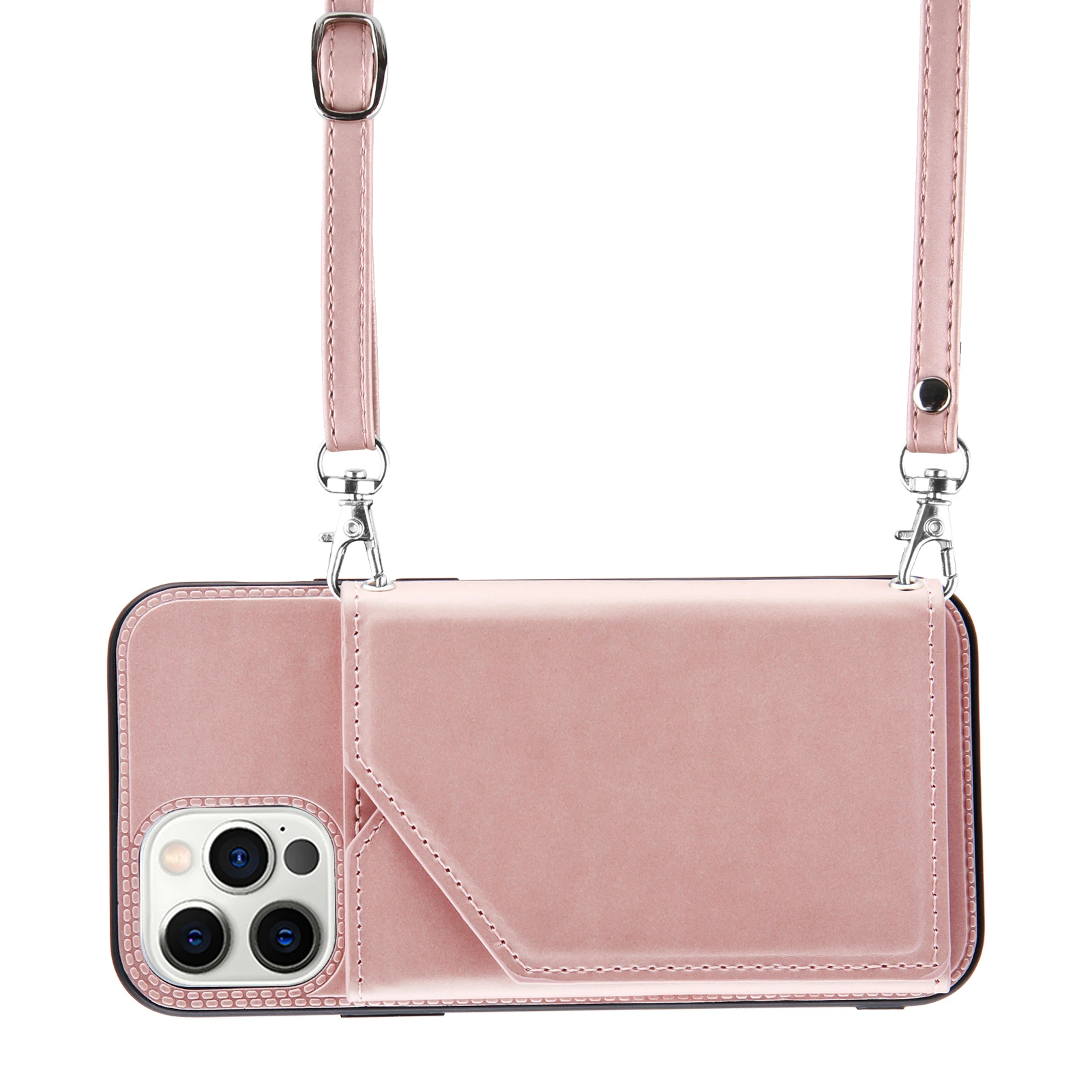 Portafoglio borsa per IPhone 15 14 13 Pro Max Mini 11 12 X XS XR 7 8 Plus custodia a tracolla con porta carte da donna cinturino in pelle con cordino