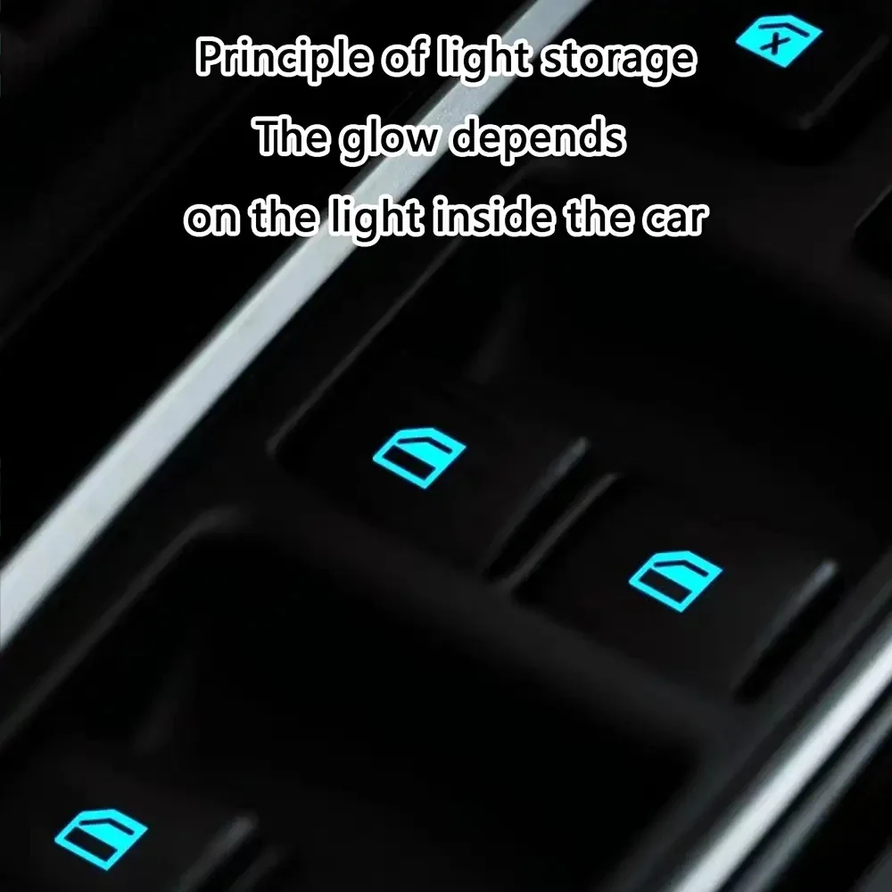 Car Function Button Sticker Fluorescent Switch Button Sticker Waterproof Luminous Sticker Window Lift Switch