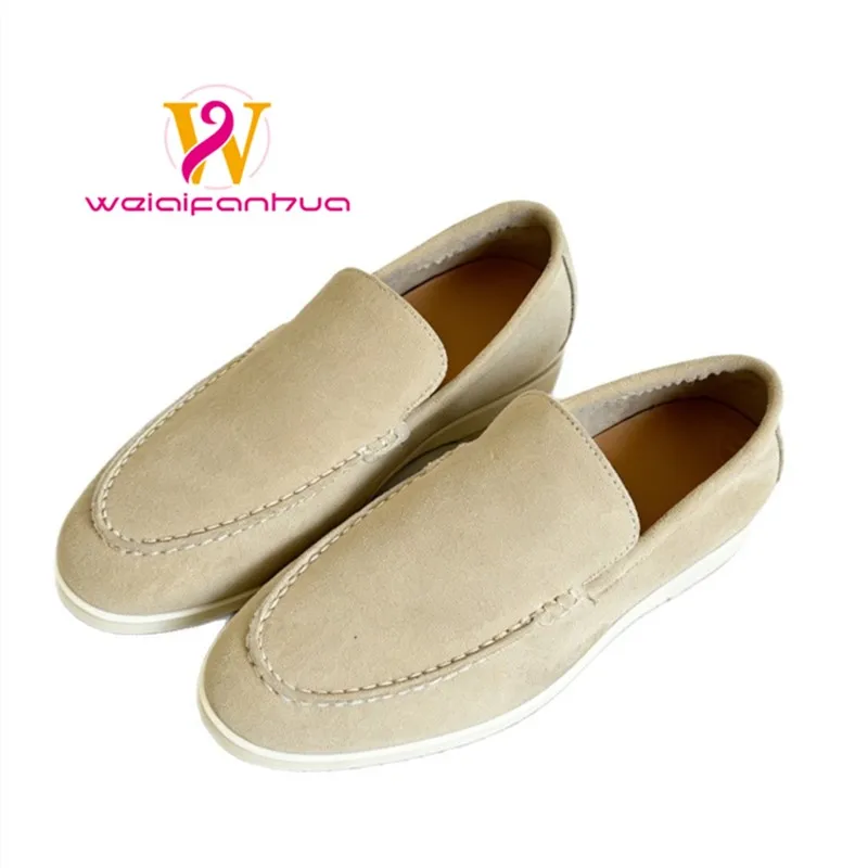 

Женские замшевые лоферы 2026 года, новая модель, на низком каблуке, с плоской подошвой, повседневная обувь, лоферы-слипоны, дизайнерская женская обувь