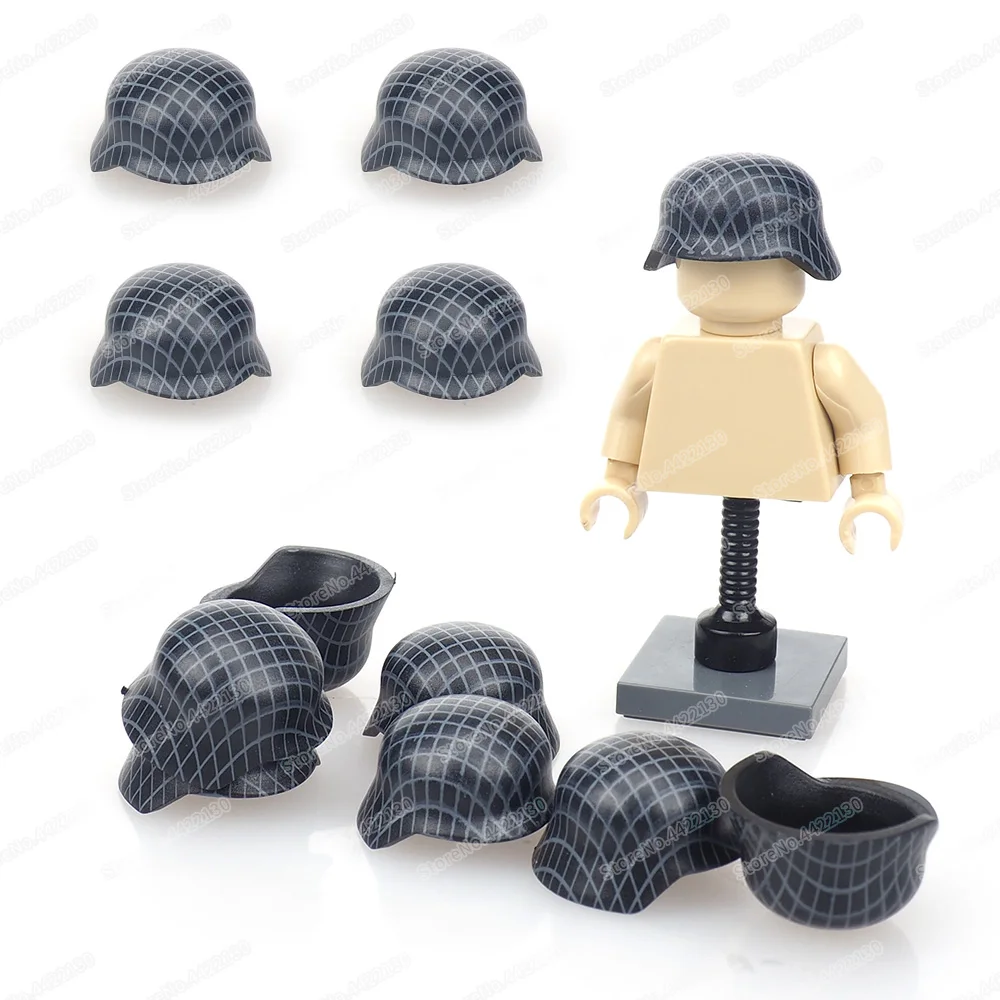 Military German Grid Black Helmet Building Block Moc WW2 Figures War Equipment Cap Scenes Accessories Model Child Gifts Boy Toys