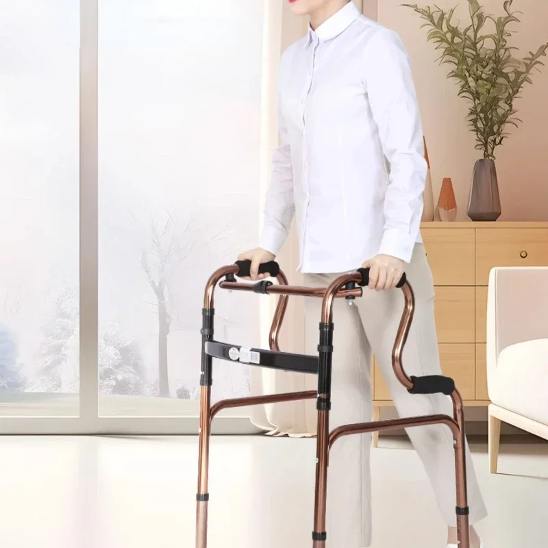 Compact Elderly Walker - Foldable Four-Legged Cane, Portable Rehabilitation Aid, Easy-to-Use Mobility Support for Seniors