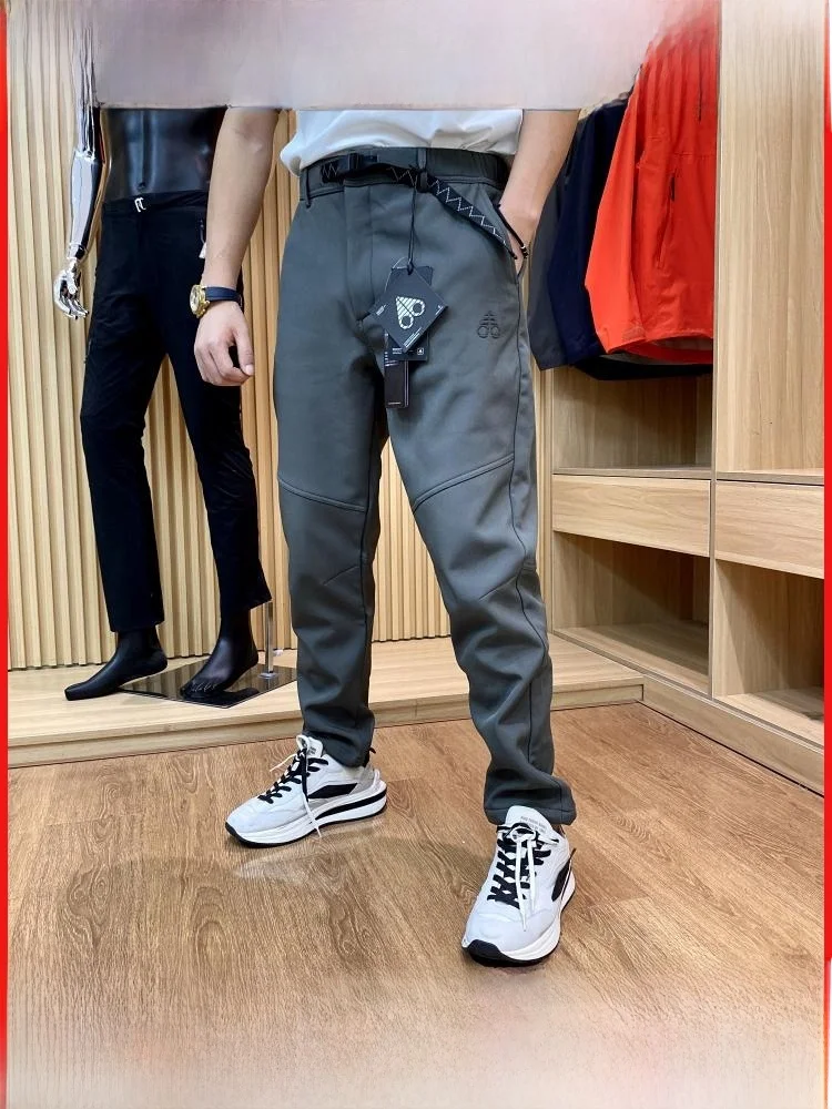 

High-End Outdoor Men's Fce Lined Straight Leg Soft ell Pants Climbing Casual Trousers Comfortable Breathable Warmth