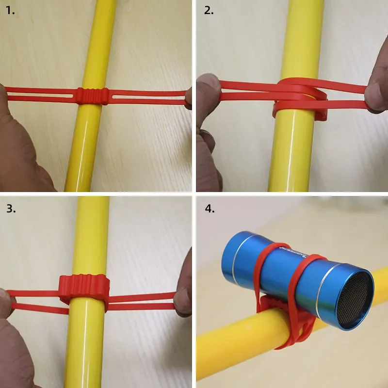 Correa de silicona para luz delantera de bicicleta, soporte para manillar de bicicleta, fijación de amarre, linterna, vendas, montaje de altavoz, 4