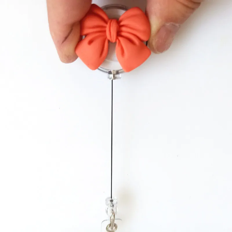 Cute Bow Flower Nurse Badge Reel Name Tag 3D Flora Retractable Badge Holder Resin Chest Card Easy Pull Buckle Office School