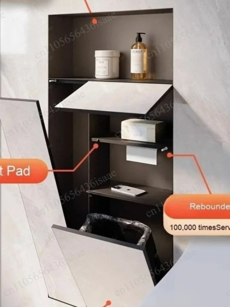 Embedded 304 Stainless Steel Bathroom Niche Hidden Trash Can Tissue Box