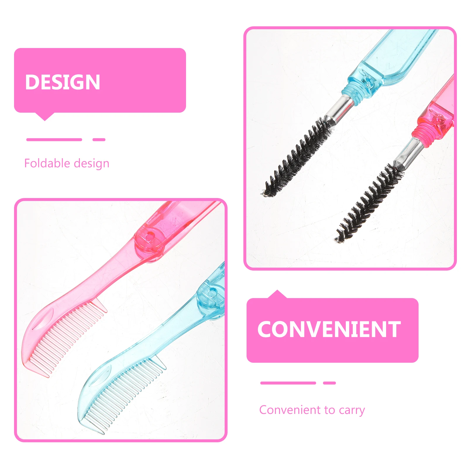 

4pcs Foldable Eyelash Brush Comb Set Portable Makeup Tool For Separating Lashes With Mascara Travel Size Random Color Mini