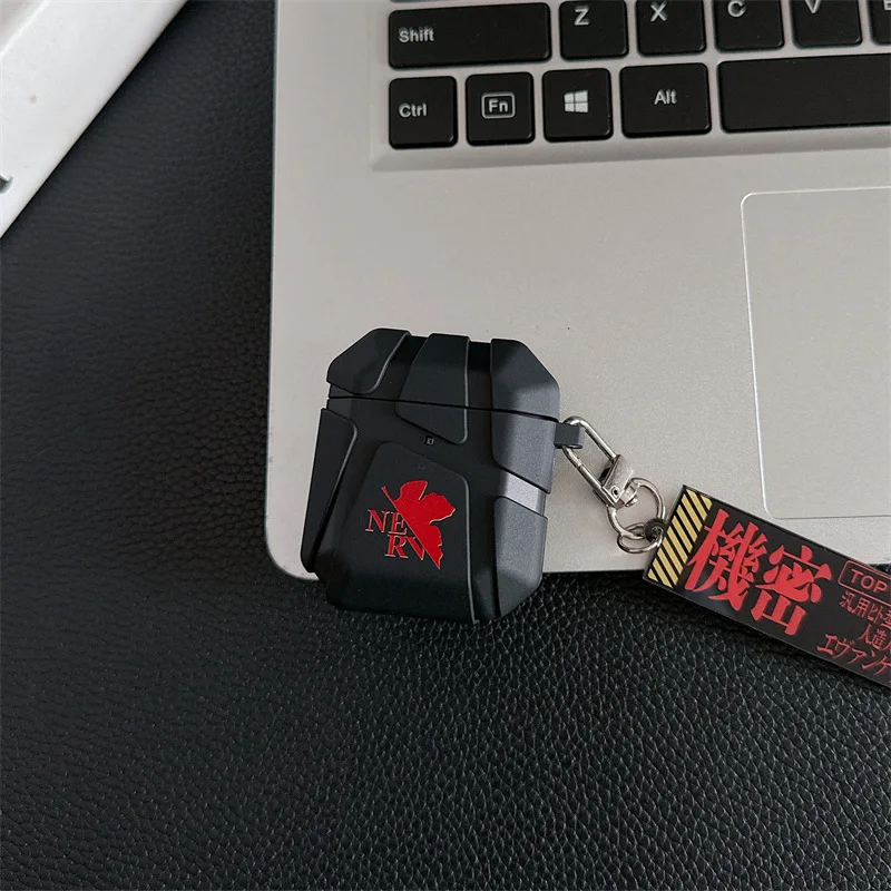 For Airpods Pro 2 Case,3D EVANGELION Anime TPU Shockproof Earphone Cover For Airpods 4 3 2 1 Cover With Keychain Funda