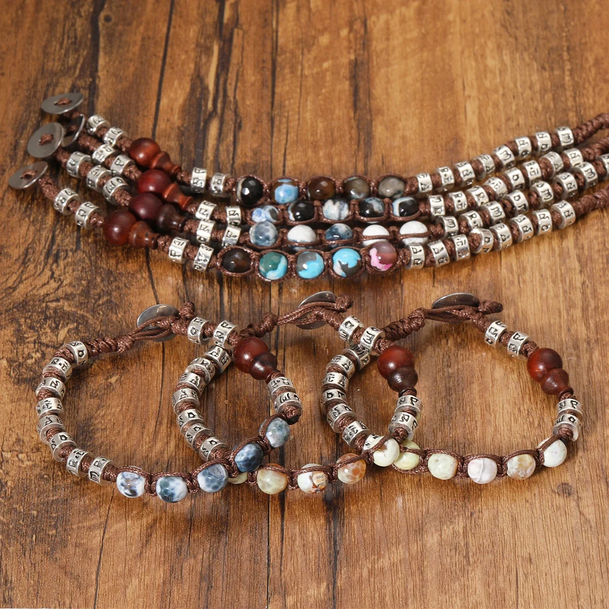 8 มม.พุทธศาสนาในทิเบตลูกปัดหินธรรมชาติไม้จันทน์สีแดง Rosary Healing สมาธิ Lucky Prayer สร้อยข้อมือผู้ชายและผู้หญิงเครื่องประดับ