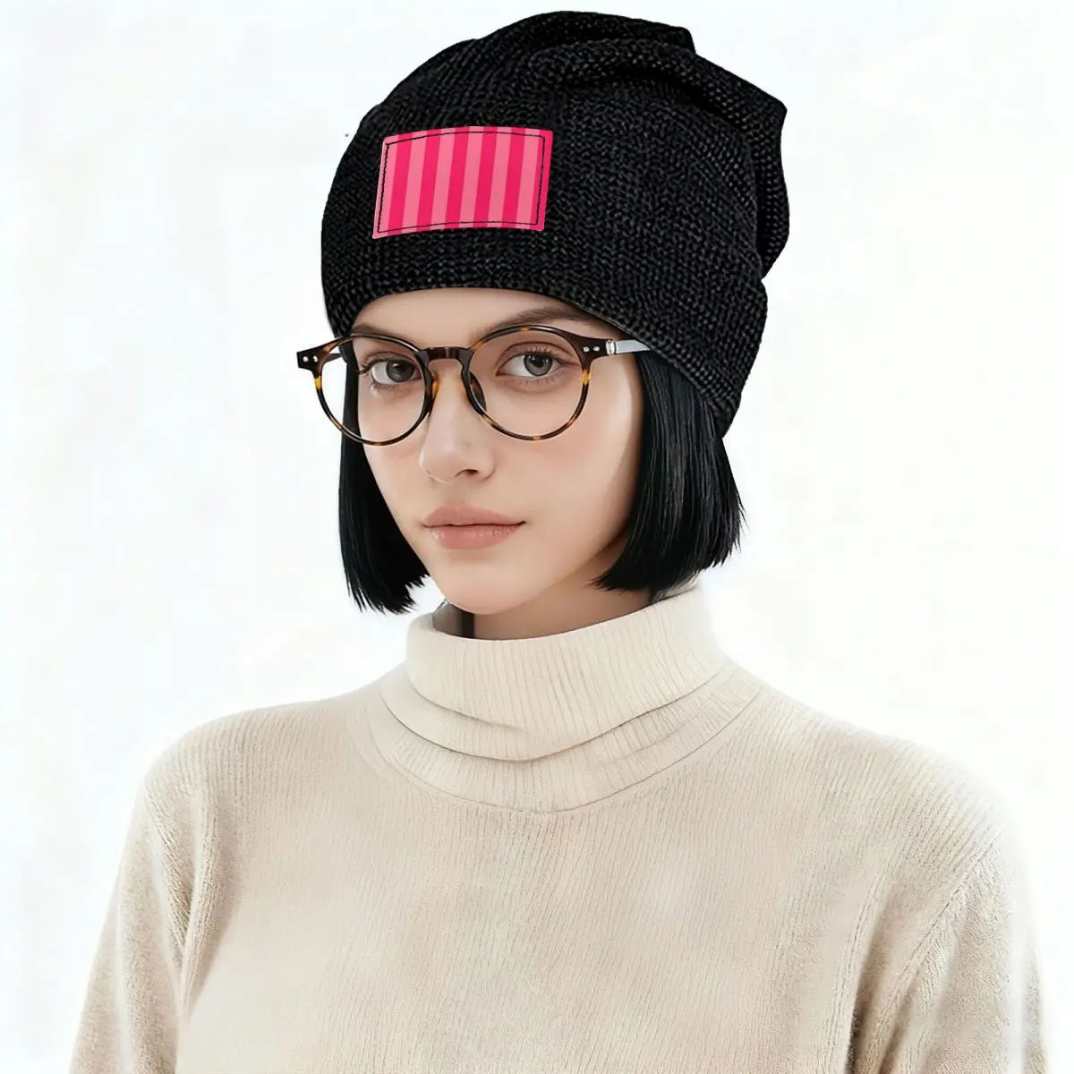 Bold Vivid Vetical Stripped Pattern Warm Fleece-Lined Cap Fashion Bonnet Hat Autumn Winter Outdoor Beanies Hats for Unisex Adult