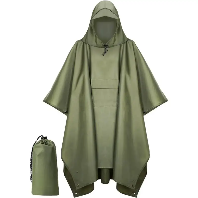 

Hooded Rain Poncho for Adult with Pocket, Waterproof Lightweight Unisex Raincoat for Hiking Camping Emergency