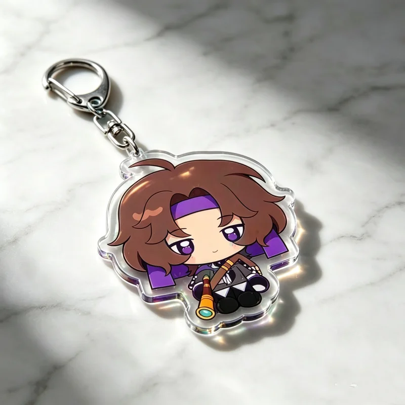 6 Styles Fantasy Furry Chibi Anime Acrylic Keychains Set Double Sided Clear Transparent Charms Alien Bird Pilot Rainbow Demon An