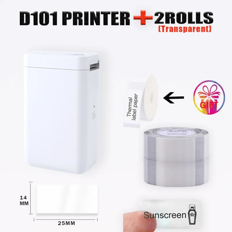 Convenient & Lightweight Niimbot D101 Thermal Label Printer Direct Line Thermal Printing with Waterproof & Anti-Oil Label Papers