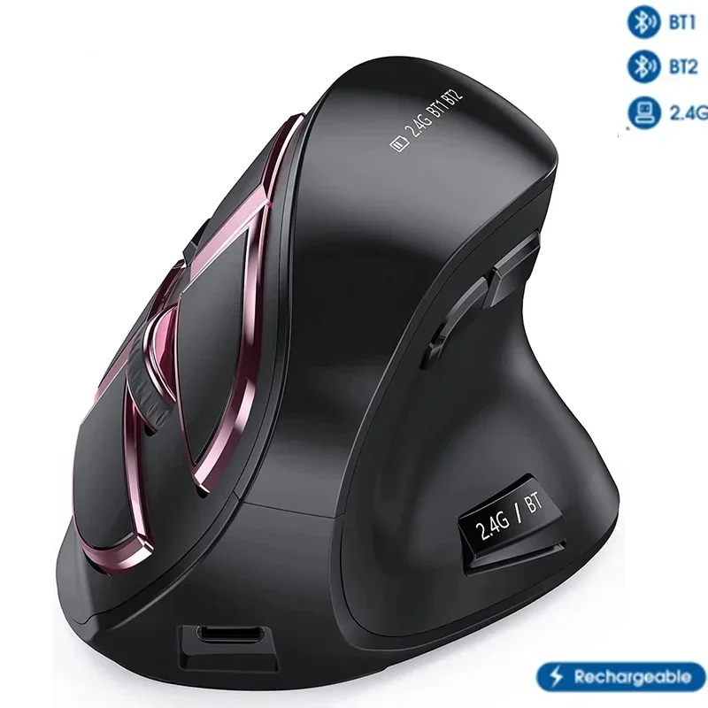 

2.4G+Bluetooth Vertical Mouse Wireless for Apple Mac Laptop Notebook 9 Buttons Rechargeable Gaming Mouse for PC Ipad