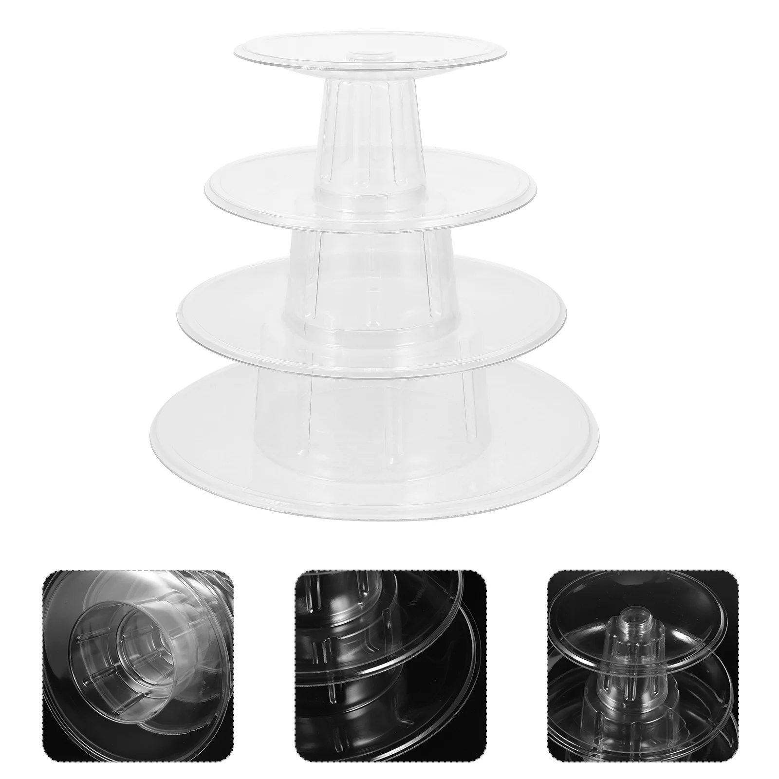 

Plastic Cake Stand Macaron Display Rack Transparent Storage Container 4 Tier Dessert Holder Pastry Kitchen Barware