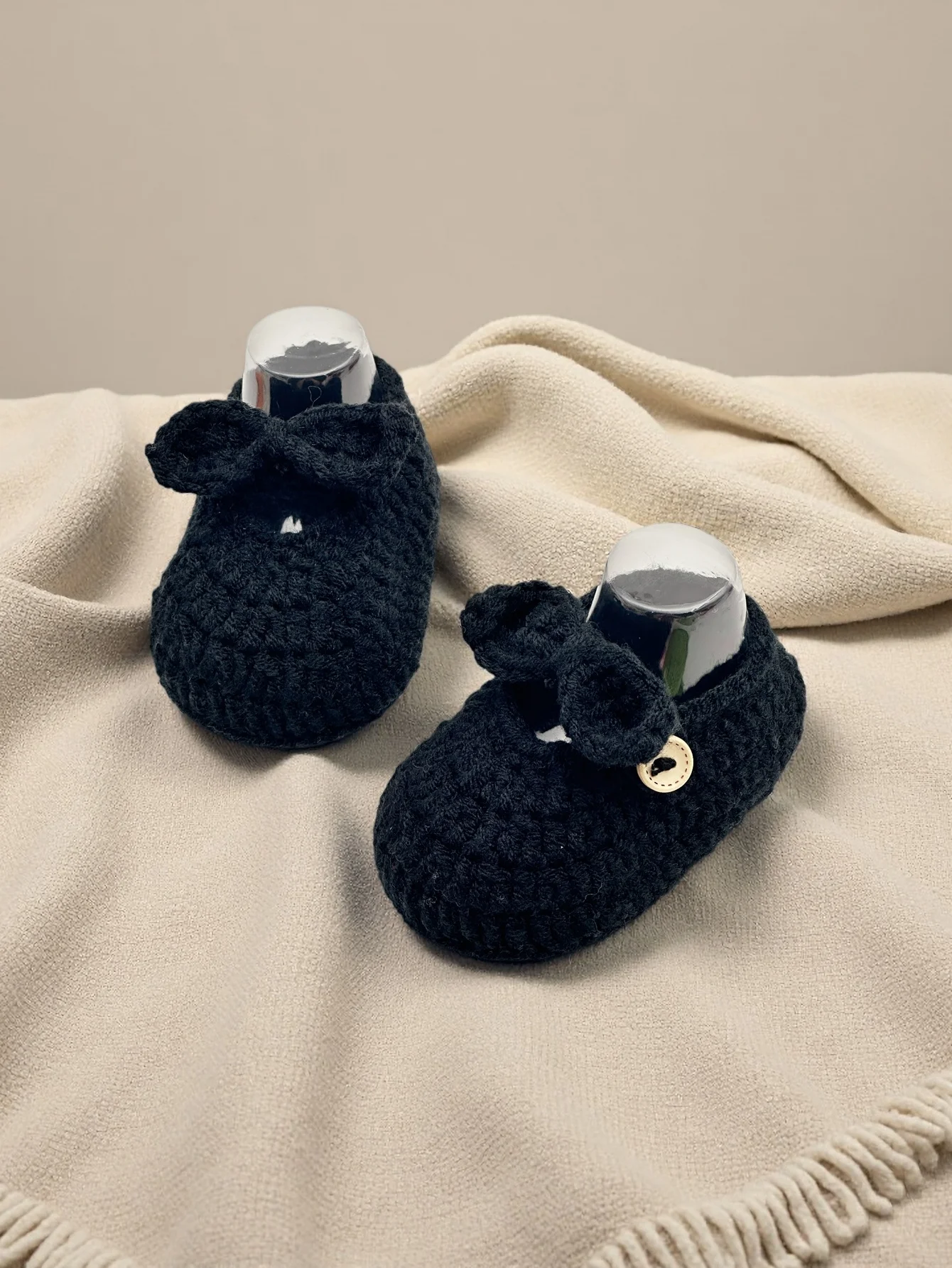 

1 Pair Handmade Crochet Baby Booties, Soft Knit Newborn Shoes