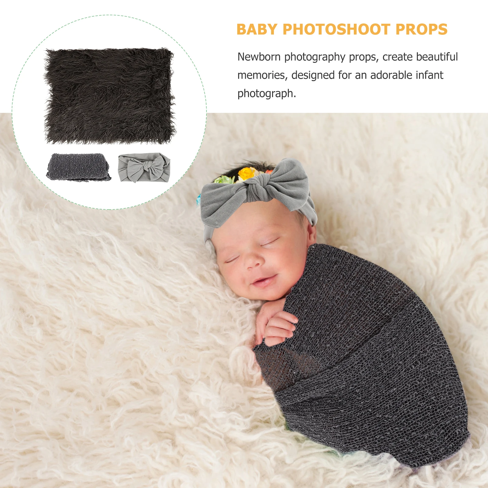 

Swaddle Photography Prop Set Infant Photoshoot Props Born Accessories Dark Grey Acrylic
