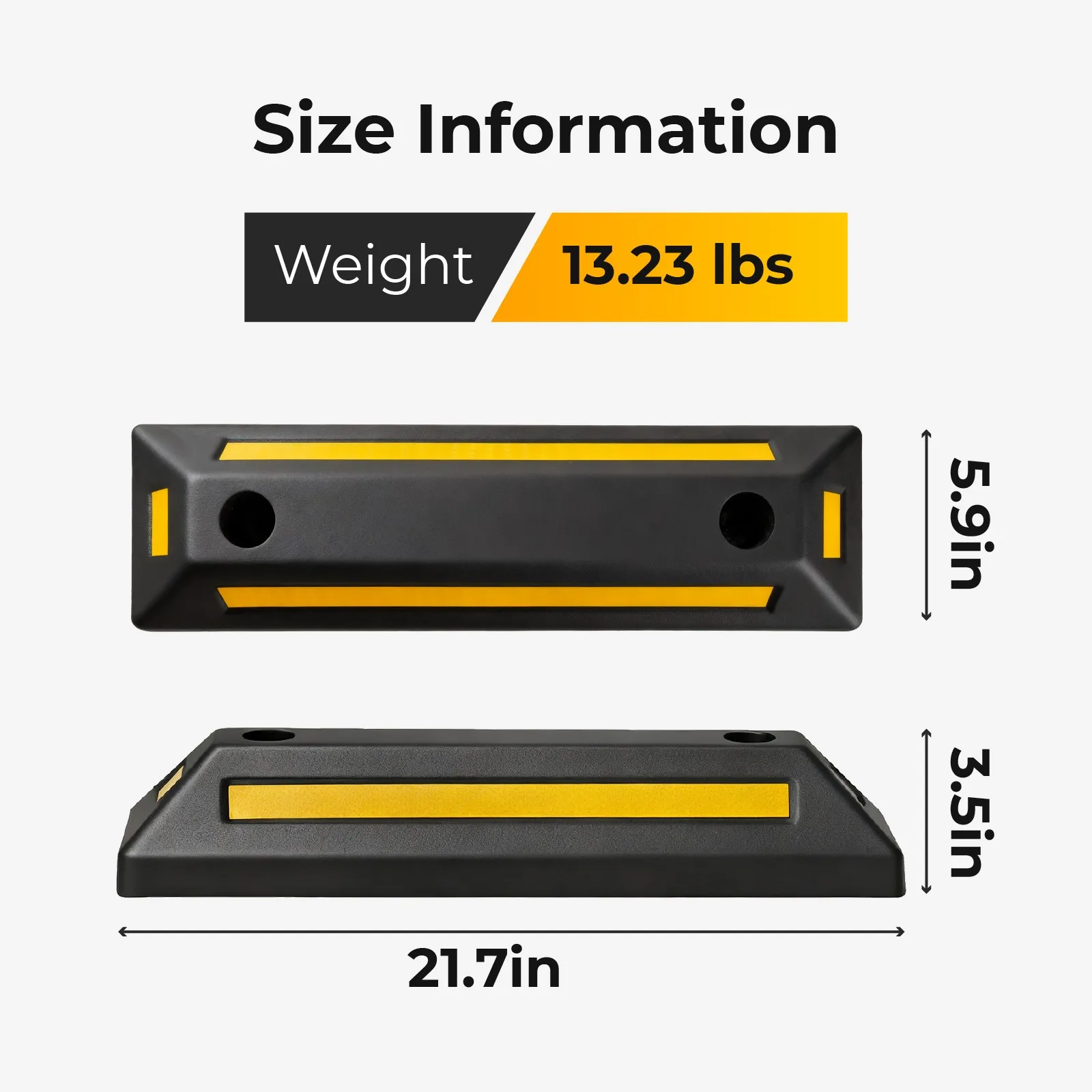 2Pcs Rubber Curb Garage Vehicle Parking Stopper Heavy Duty w/Reflective Strip