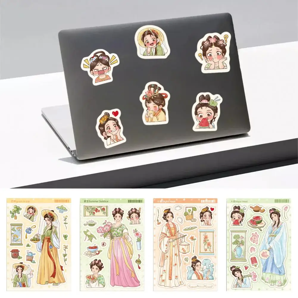 Cartoon Girls Sticker Traditional Chinese Clothing Hanfu Girls Sticker Kit Waterproof Pvc Diy Decal Set for Phone Cover Laptop