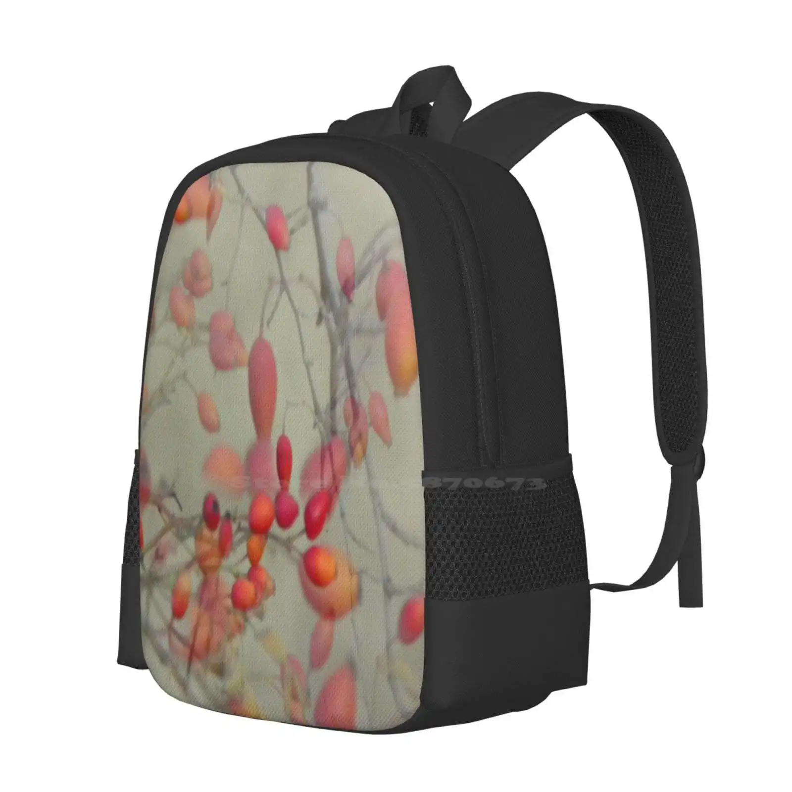 Cinorrodo Large Capacity School Backpack Laptop Bags Rose Hips Nature Flora Autumn Fall Berry Garden