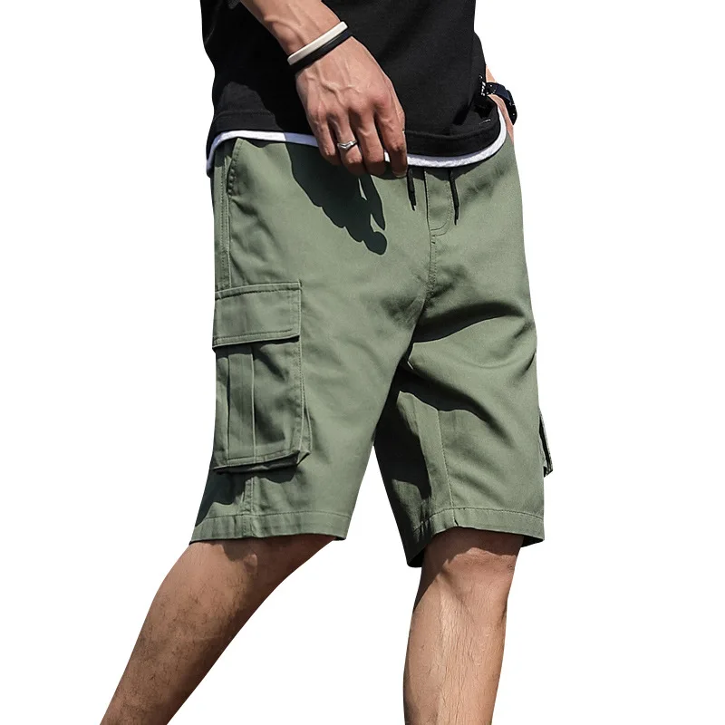 Plus Size Baumwoll overalls Herren Street Garn gefärbte Baumwolle lässig Hip-Hop einfache gerade mikro elastische feste lose Shorts