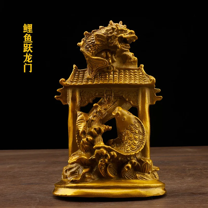 Brass fish ornament, symbolizing prosperity every year, carp leaping over the dragon gate, a decora