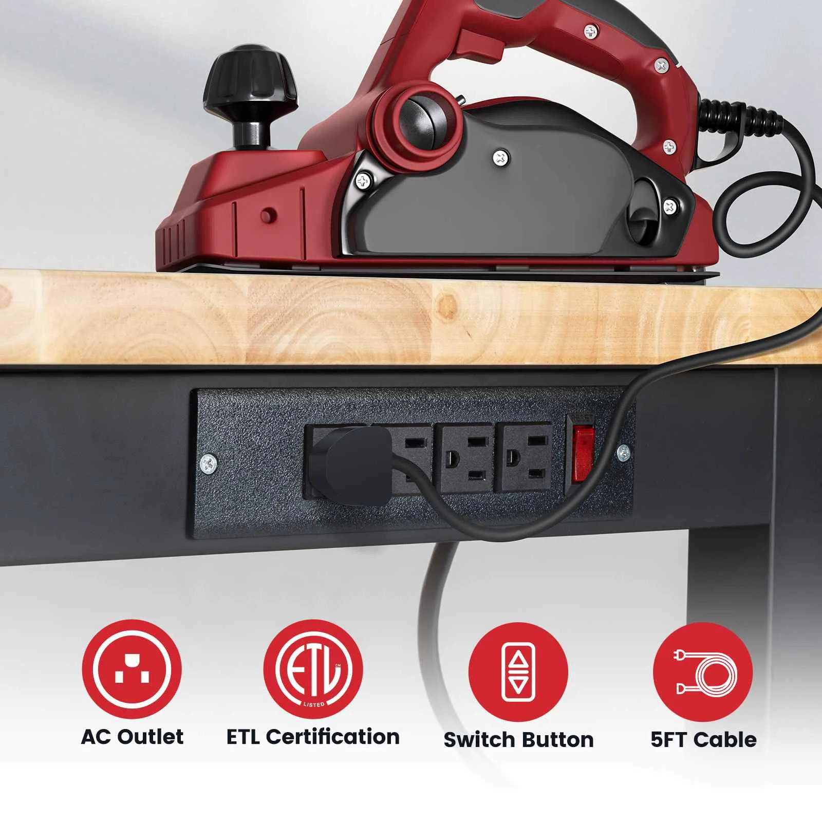 ENJOYWOOD 48 Inch Work Table for Garage Adjustable Height Rubber Wood Workbench with Storage Work Bench Woodworking Table