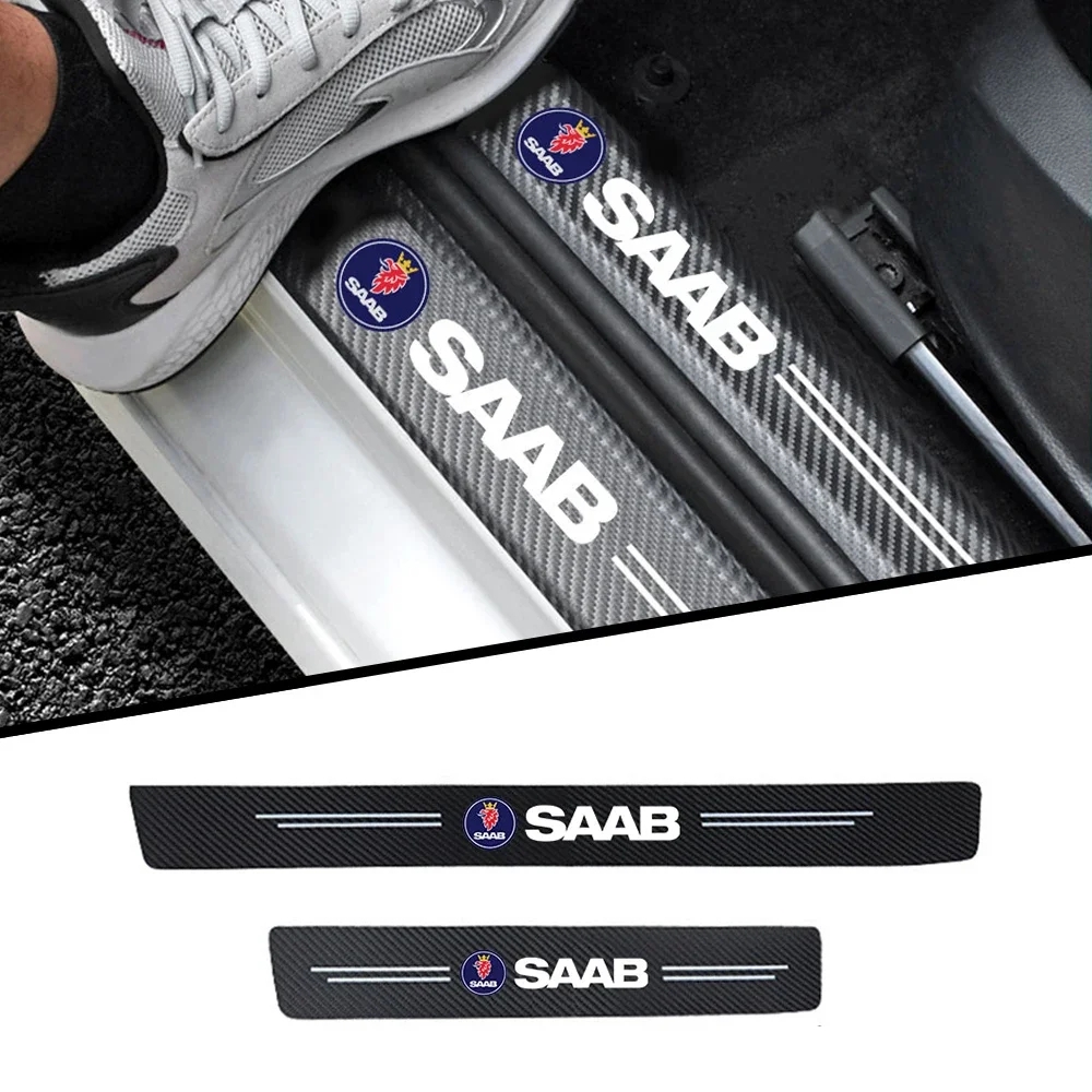 4pc car Sticker door carbon leather Fiber Sill Plate For SAAB 93 95 9-3 9-5 WF accessories car styling