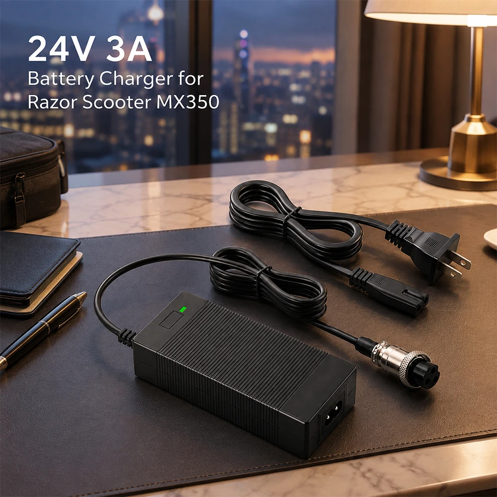 24V Battery Charger for Razor E100 E200 E300 E125 E150 E500 E175 PR200, E225S E325S MX350, Pocket Mod, Sports Mod, and Dirt Quad