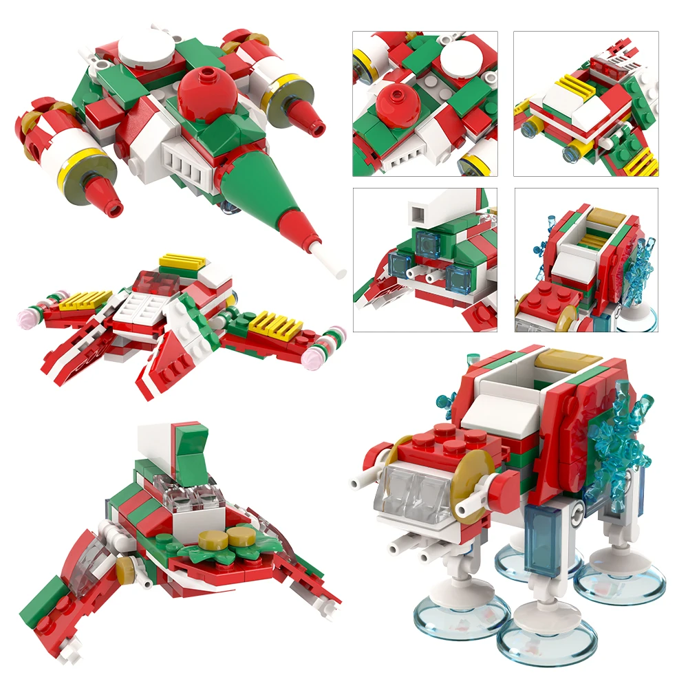 MOC Christmas Shuttle Microfighter Sci-Fi Movie Space War Brick Compatible Building Blocks Festival Gifts Toy For Children Medol