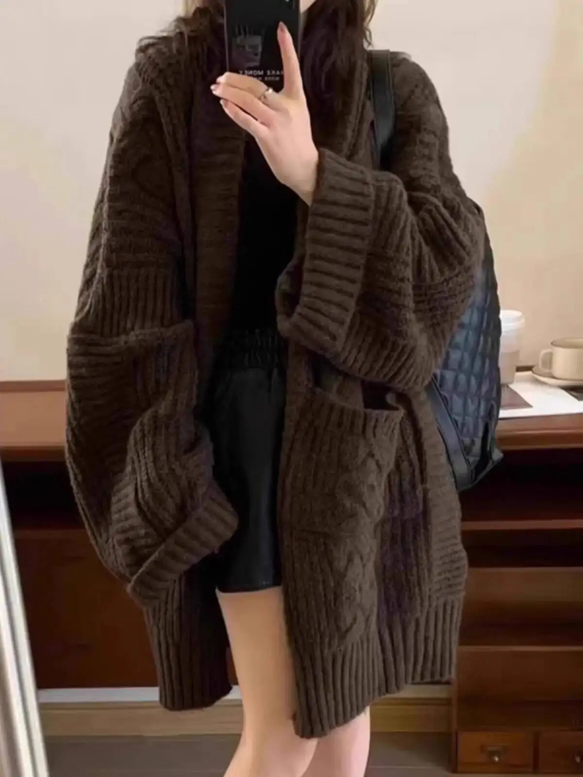 Women Cardigan Autumn Winter Women's Long Loose Sweater Mid Length Sweater Coat Spring Autumn Retro Soft Loose Knit Cardigan