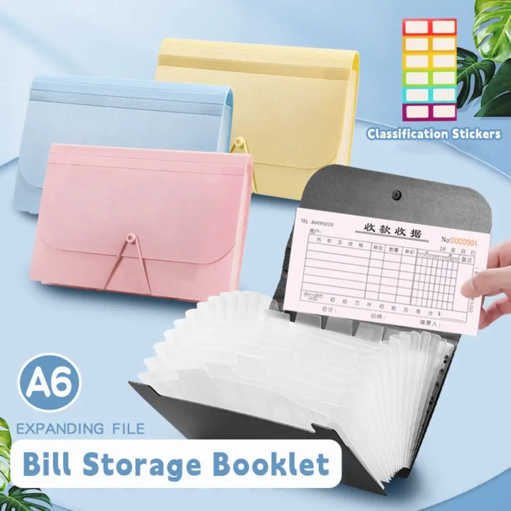 

Vertical A6 Bill Storage Booklet 13-Layers Portable Bank Deposit Folder Strap Design Large Capacity Postcard Holder