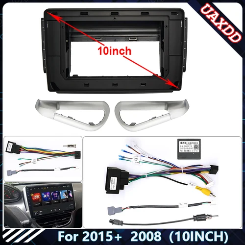 Imagen 1 del producto Para Peugeot 2015 + 2008 10,1 pulgadas Radio de coche Android estéreo marco de pantalla de audio arnés de cables