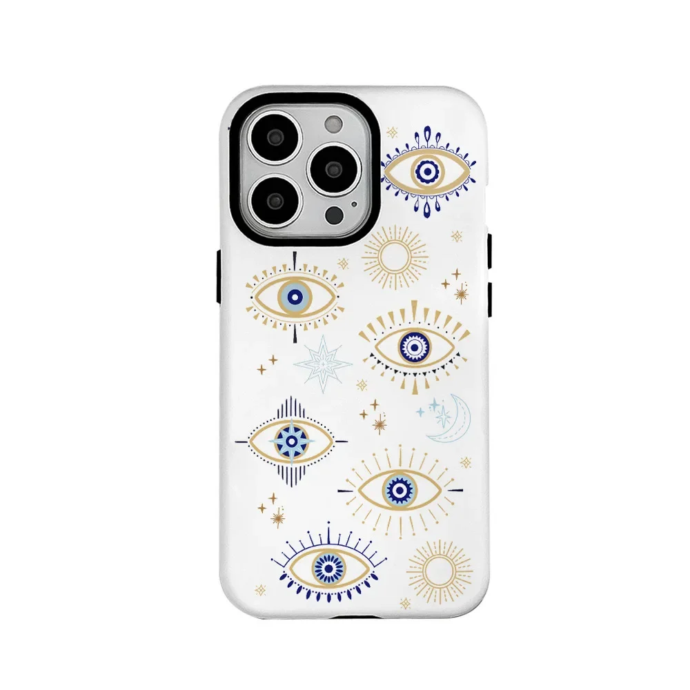 Ins Retro Eye Pattern Phone Case for IPHONE 16 15PRO MAX 14 13 12 11 PRO Plus XR X MAX Acrylic TPU Two in One Mobile Phone Cases