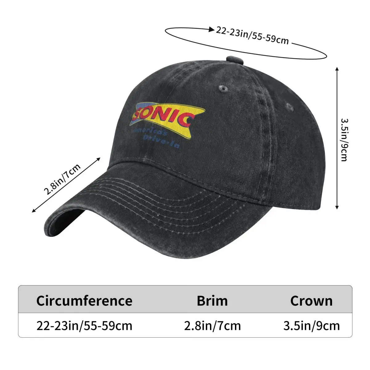 Sonic Drive IN Baseball Cap designer cap Golf Hat Man Big Size Hat funny hat Female Men's